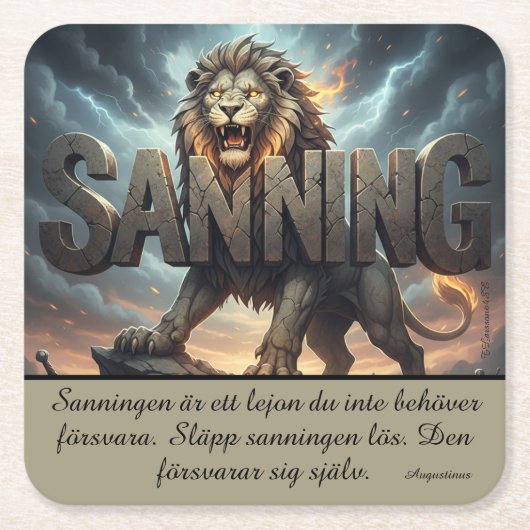 Underlägg — Lejon, sanning スクエアペーパーコースター (正面)