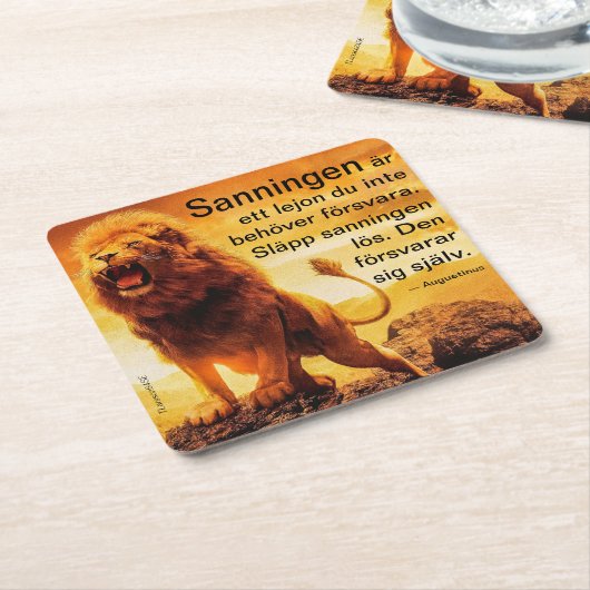 Underlägg — Lejon, sanning スクエアペーパーコースター (アングル)