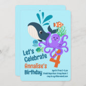 Undersea Aquarium Birthday Invitation 招待状 (正面/裏面)