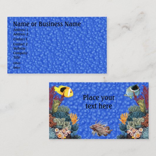 Undersea with Fish and Coral Businessプロファイルカード 名刺 (正面/裏面)