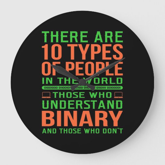 Understand Binary Software Programmer Programming ラージ壁時計 (正面)