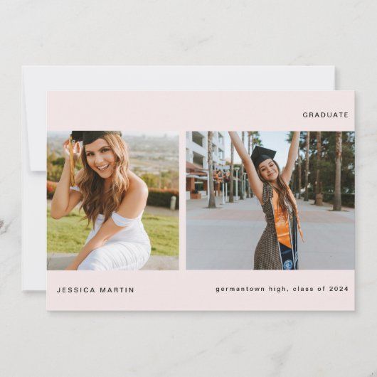 Understated Two-Image Graduation Notification 招待状 (正面)