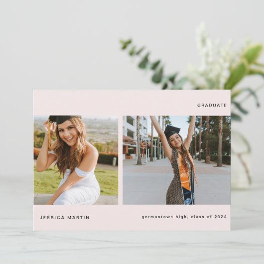 Understated Two-Image Graduation Notification 招待状 (スタンド正面)