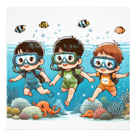 Underwater Adventure with Friends フォトプリント