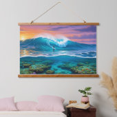 Underwater Coral Reef Surfing View - Split-Level O 吊り下げ型タペストリー (寝室)