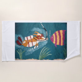 Underwater Corgi at the Beach ビーチタオル