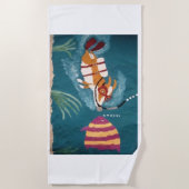 Underwater Corgi at the Beach ビーチタオル (正面)