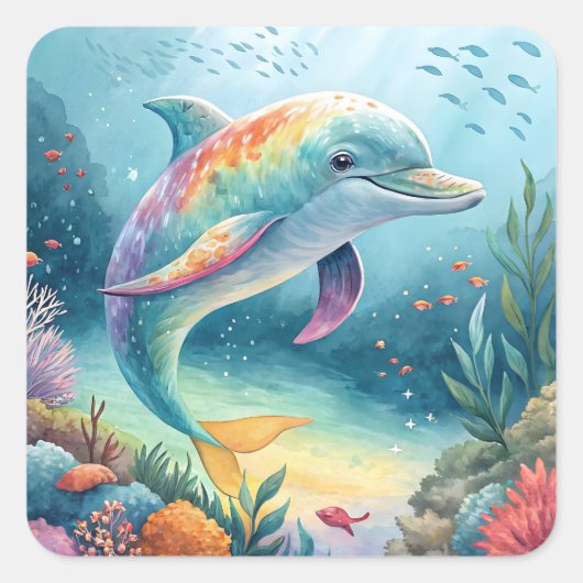 Underwater Dolphin スクエアシール (正面)