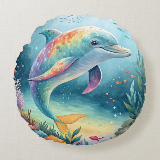 Underwater Dolphin ラウンドクッション (正面)