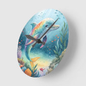 Underwater Dolphin ラウンド壁時計 (傾斜)