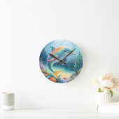 Underwater Dolphin ラウンド壁時計 (ホーム)