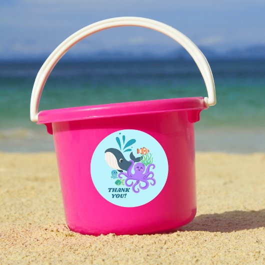 Underwater Friends Party Child Birthday ラウンドシール