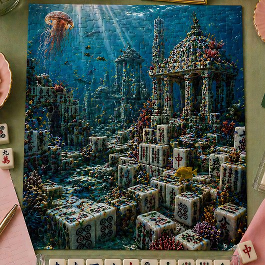 Underwater Mahjong Tile Reef Ocean Coral Fantasy  ジグソーパズル