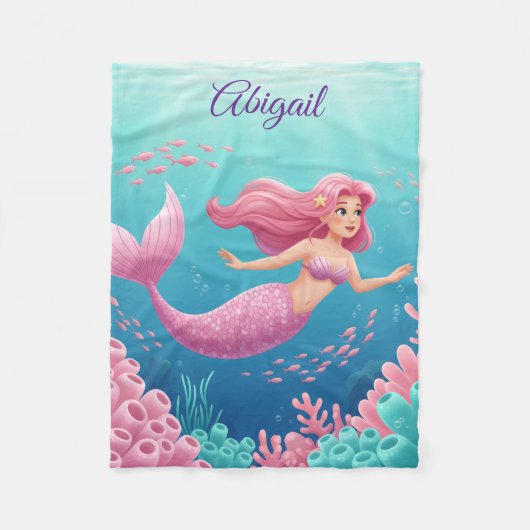 Underwater Mermaid Blanket フリースブランケット (正面)