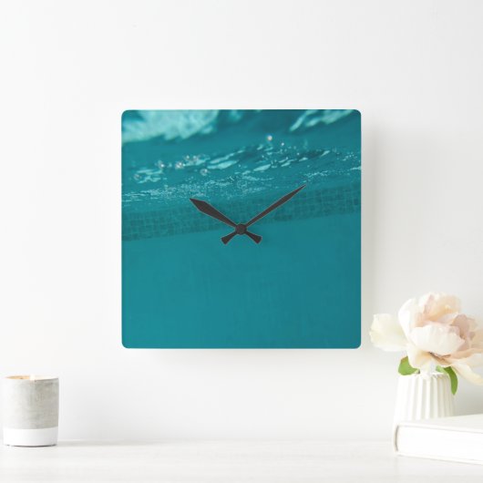 Underwater Pool Glam 2 スクエア壁時計 (ホーム)