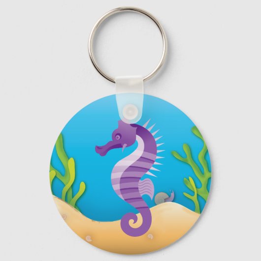 Underwater Purple Seahorse キーホルダー (正面)