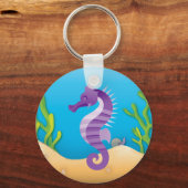 Underwater Purple Seahorse キーホルダー (正面)