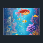 Underwater Scene with Funny Fish ポストカード<br><div class="desc">This digital graphic is perfect for anyone who loves the water and wants to be creative! The blue underwater scene is full of funny fish.</div>
