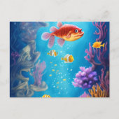 Underwater Scene with Funny Fish ポストカード (正面)