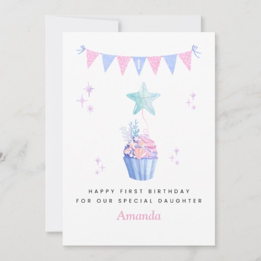 Underwater Sea Daughter 1st Birthday Card カード (正面)