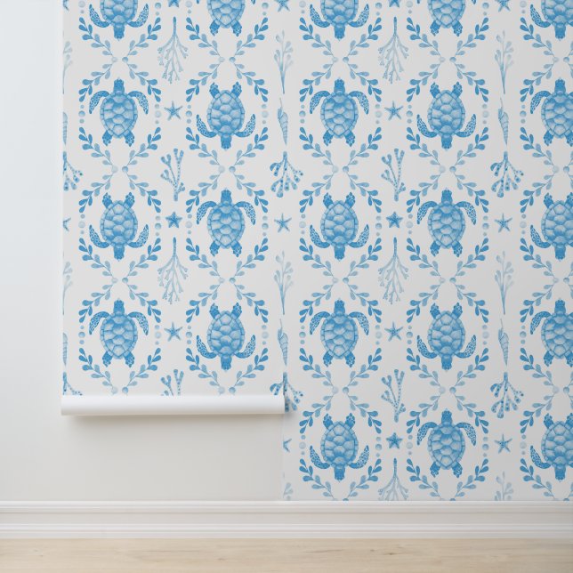 Underwater Sea Turtles and Starfish in Light Blue  壁紙 (アプリケーション)