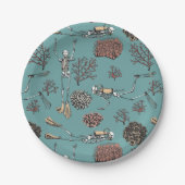 Underwater Skeleton Scuba Diving Teal ペーパープレート (正面)