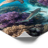 Underwater Wonderland: Coral Reef, Sea Turtle ポスター (角)