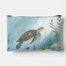 Underwater world with turtle アクセサリーポーチ