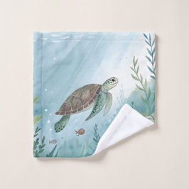 Underwater world with turtle ウォッシュタオル