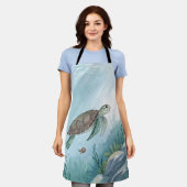 Underwater world with turtle エプロン (着用した状態)