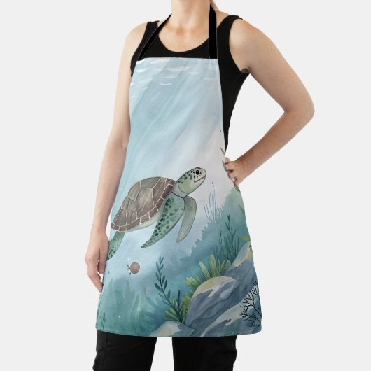 Underwater world with turtle エプロン (インサイチュ)