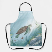 Underwater world with turtle エプロン (正面)