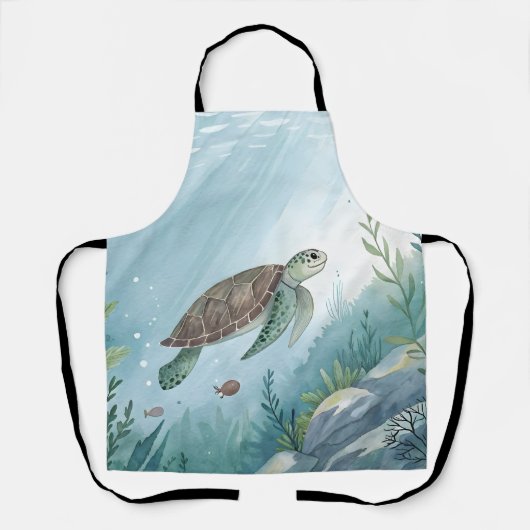 Underwater world with turtle エプロン (正面)