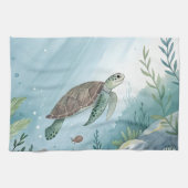 Underwater world with turtle キッチンタオル (横)