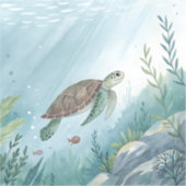 Underwater world with turtle シール (正面)