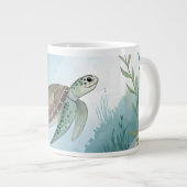 Underwater world with turtle ジャンボコーヒーマグカップ (正面右)
