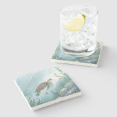 Underwater world with turtle ストーンコースター (横)