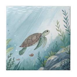 Underwater world with turtle タイル