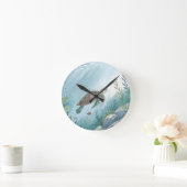 Underwater world with turtle ラウンド壁時計 (ホーム)
