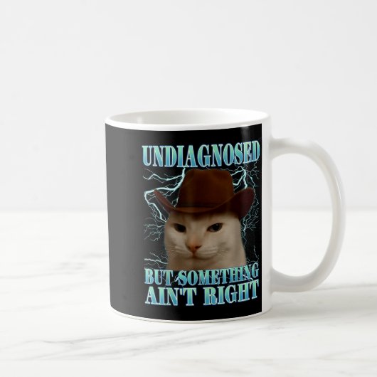 Undiagnosed But Soing Ain't Right Funny Silly Cat コーヒーマグカップ (右)