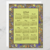 Undulating Leaves Border 2026 Calendar Paper Sheet (正面/裏面)