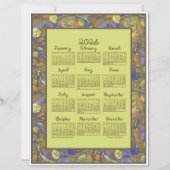 Undulating Leaves Border 2026 Calendar Paper Sheet (正面)