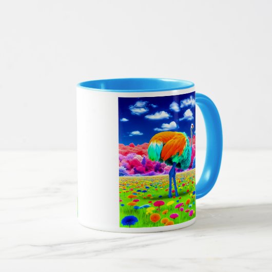 Une autruche dans un paysage imaginaire. マグカップ (正面右)
