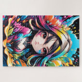 Une belle chibi éclatante de couleurs ジグソーパズル (横)