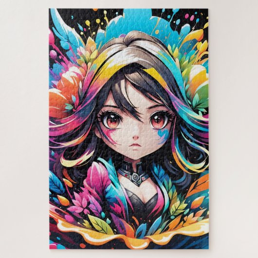 Une belle chibi éclatante de couleurs ジグソーパズル (縦)