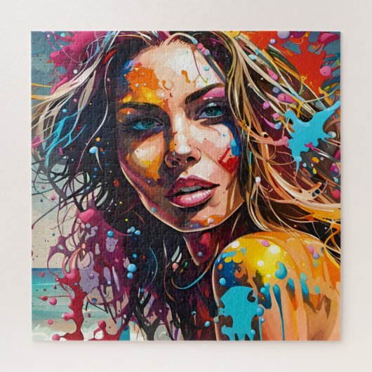 Une belle femme à la plage ジグソーパズル (縦)