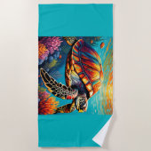 Une belle tortue ビーチタオル (正面)