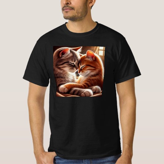 Une chatte et son chaton, une scène de tendresse. tシャツ (正面)