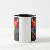 Une cité futuriste sous un ciel en enflammé. マグカップ (中央)