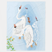 Une couverture polaire chevauchée par des cygnes フリースブランケット (正面)